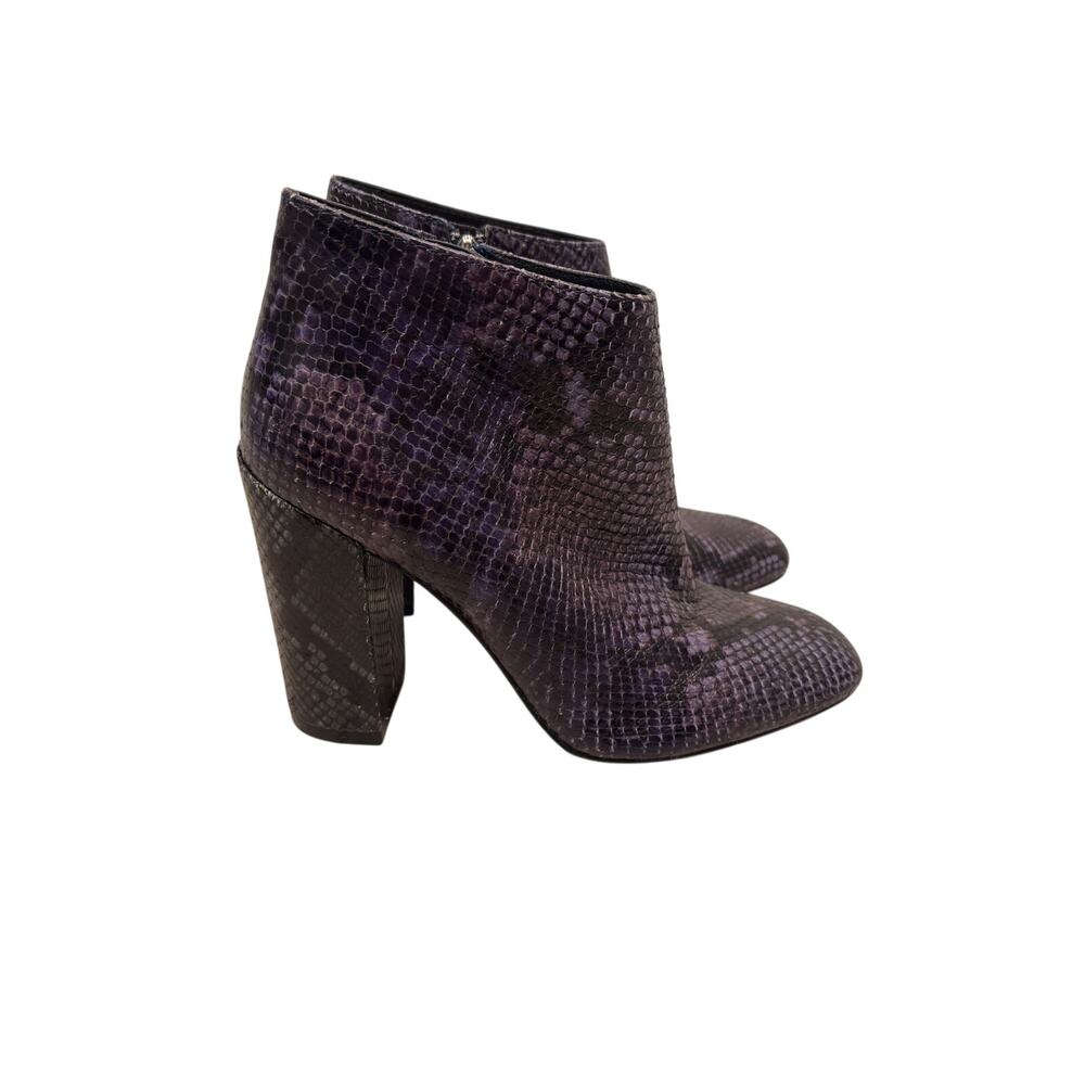 Sigerson Morrison Ankle Boots Womens 9.5 Purple Green Tuka Snakeskin Zip Leather